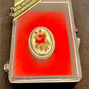 Beautiful Vintage, Hand Embroidered Pin from Vienna. Viennese Petite Pin, Rare.